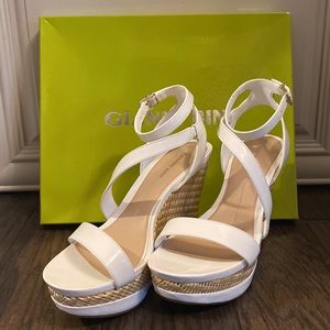 Gianni Bini Karri Espadrille Strap Wedge Platform Sandals White Size 9